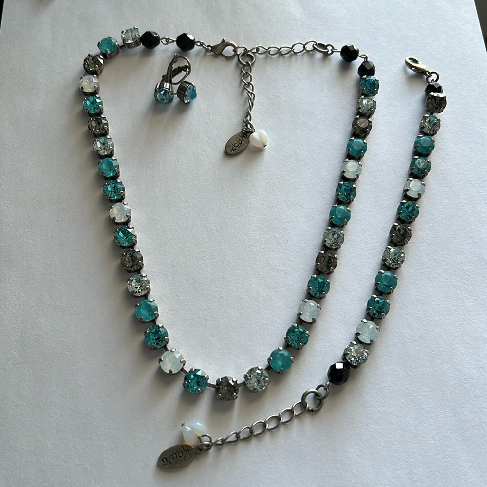 Blue Crystal Necklace, Bracelet & Earring Set
